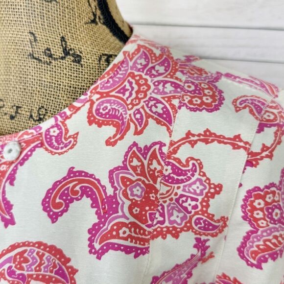 Sigrid Olsen Floral Damask Cotton Silk Blazer Jacket Cream Pink 4 Snap Front‎ - Picture 5 of 14